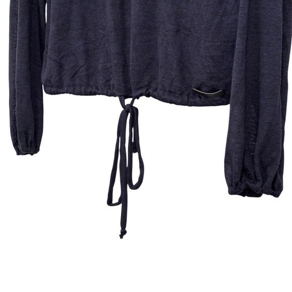 DKNY Dark Navy Blue Sheer Long Sleeve Top Size Medium NWT Womens - Picture 5 of 12